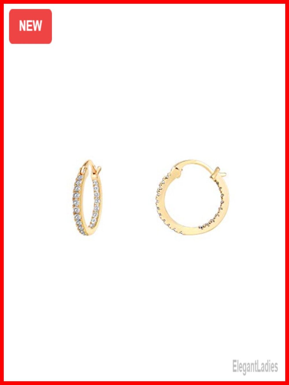 14K Gold Plated Hoop Earrings with 925 Sterling Silver Posts Cubic Zirconia